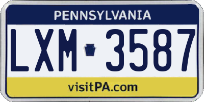 PA license plate LXM3587
