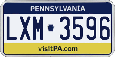 PA license plate LXM3596