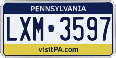 PA license plate LXM3597
