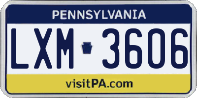 PA license plate LXM3606