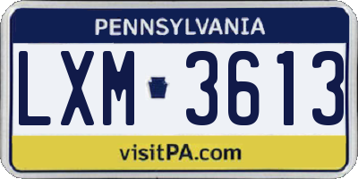 PA license plate LXM3613