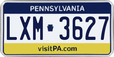 PA license plate LXM3627