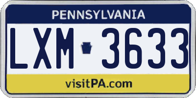 PA license plate LXM3633