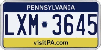 PA license plate LXM3645