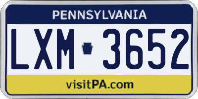 PA license plate LXM3652