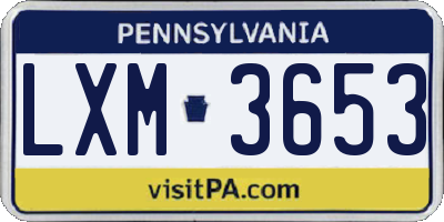 PA license plate LXM3653