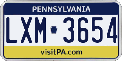 PA license plate LXM3654