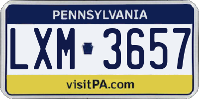 PA license plate LXM3657