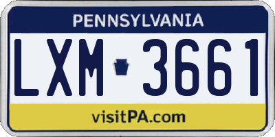 PA license plate LXM3661