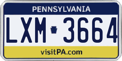 PA license plate LXM3664