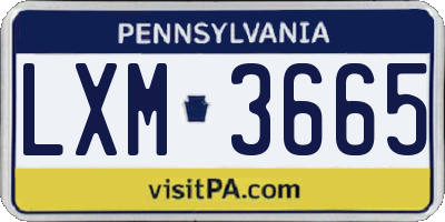 PA license plate LXM3665