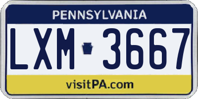 PA license plate LXM3667