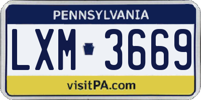PA license plate LXM3669