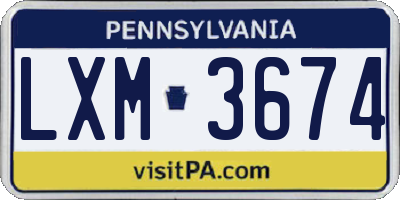 PA license plate LXM3674