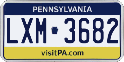 PA license plate LXM3682