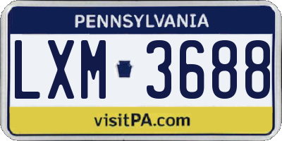 PA license plate LXM3688