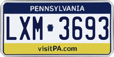 PA license plate LXM3693