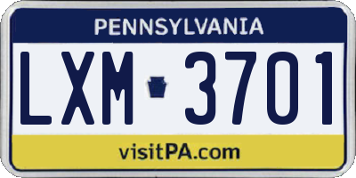 PA license plate LXM3701