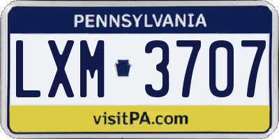 PA license plate LXM3707