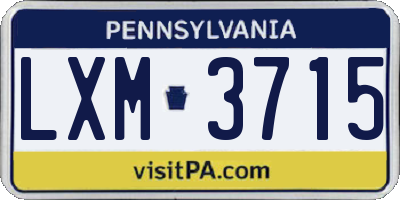 PA license plate LXM3715