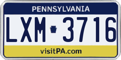PA license plate LXM3716