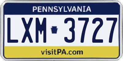 PA license plate LXM3727