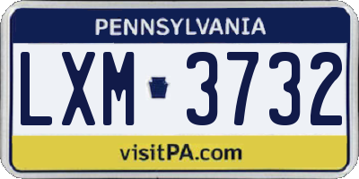 PA license plate LXM3732