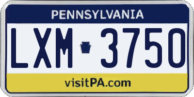 PA license plate LXM3750