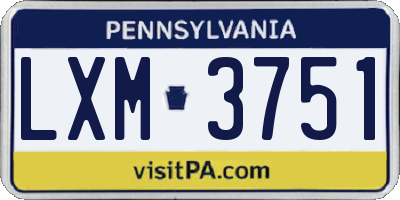 PA license plate LXM3751