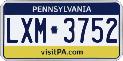 PA license plate LXM3752