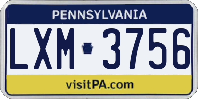 PA license plate LXM3756