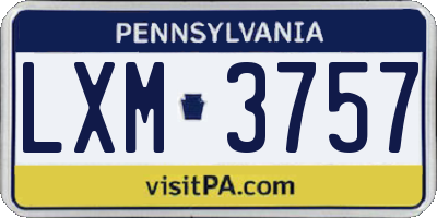 PA license plate LXM3757