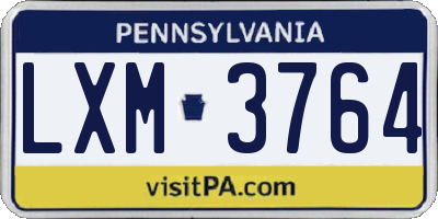 PA license plate LXM3764