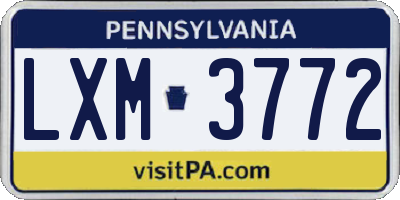 PA license plate LXM3772