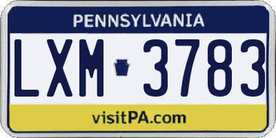 PA license plate LXM3783