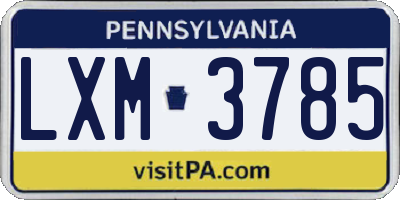 PA license plate LXM3785