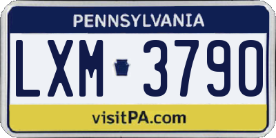 PA license plate LXM3790