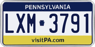 PA license plate LXM3791