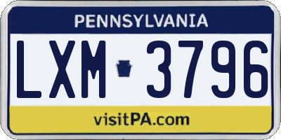 PA license plate LXM3796