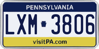 PA license plate LXM3806