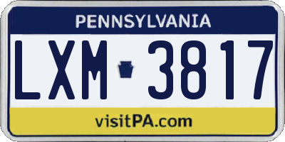 PA license plate LXM3817