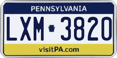 PA license plate LXM3820