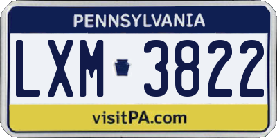 PA license plate LXM3822
