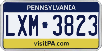 PA license plate LXM3823