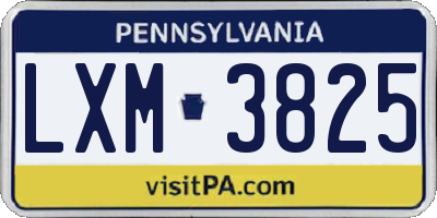 PA license plate LXM3825