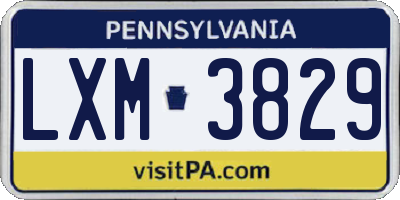 PA license plate LXM3829