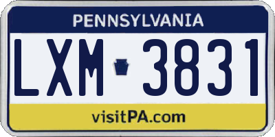 PA license plate LXM3831