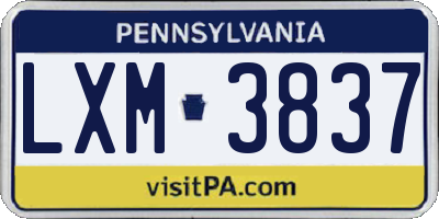 PA license plate LXM3837