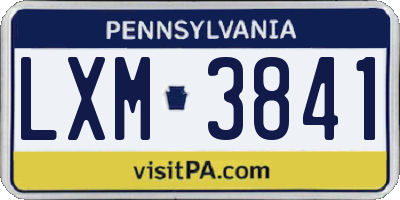 PA license plate LXM3841