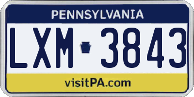PA license plate LXM3843